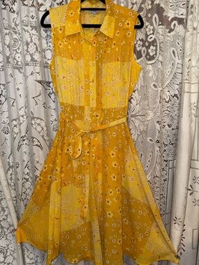 Nanette Lepore Yellow Floral Midi Dress